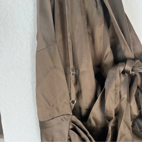 NWT Reformation Dasha Silk One Shoulder Maxi Dress in Morel Brown - Picture 8 of 12